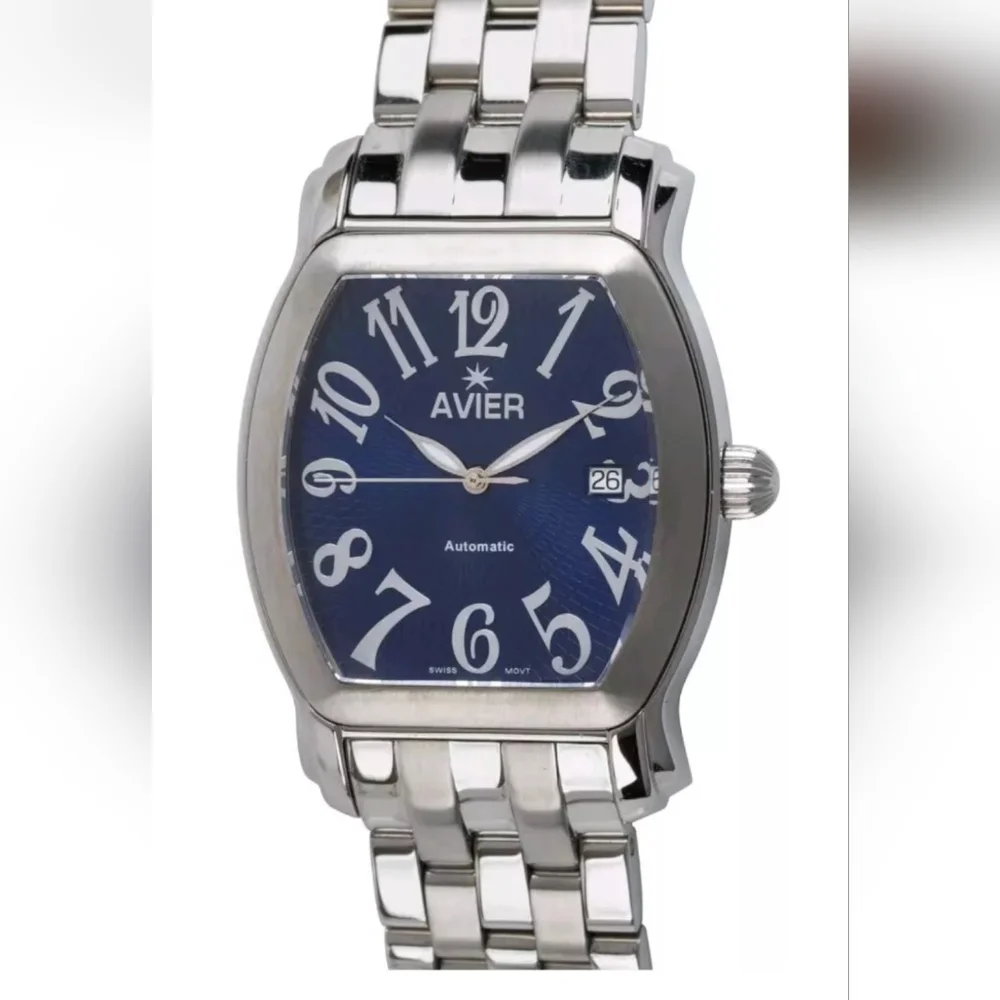 Avier Men's Statesman Stainless Steel Automatic Blue Dial Watch
